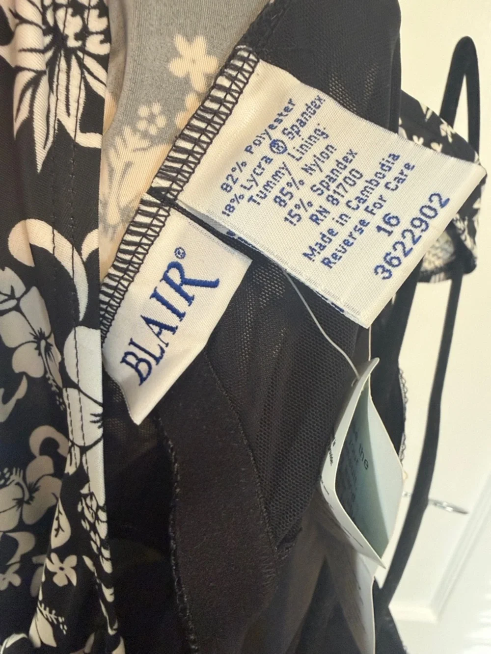 Blair Black and White Floral Swim Romper NWT - Picture 7 of 7